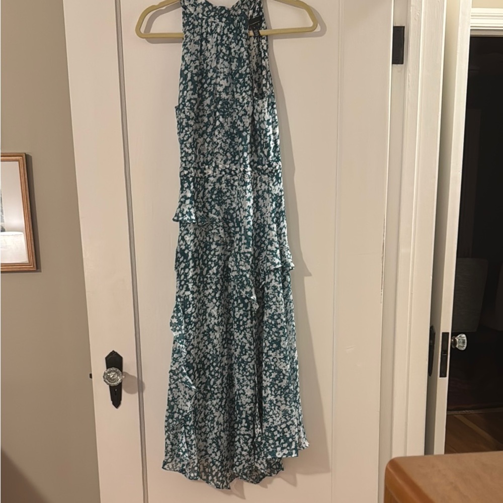 White House Black Market Teal Floral Maxi Dress